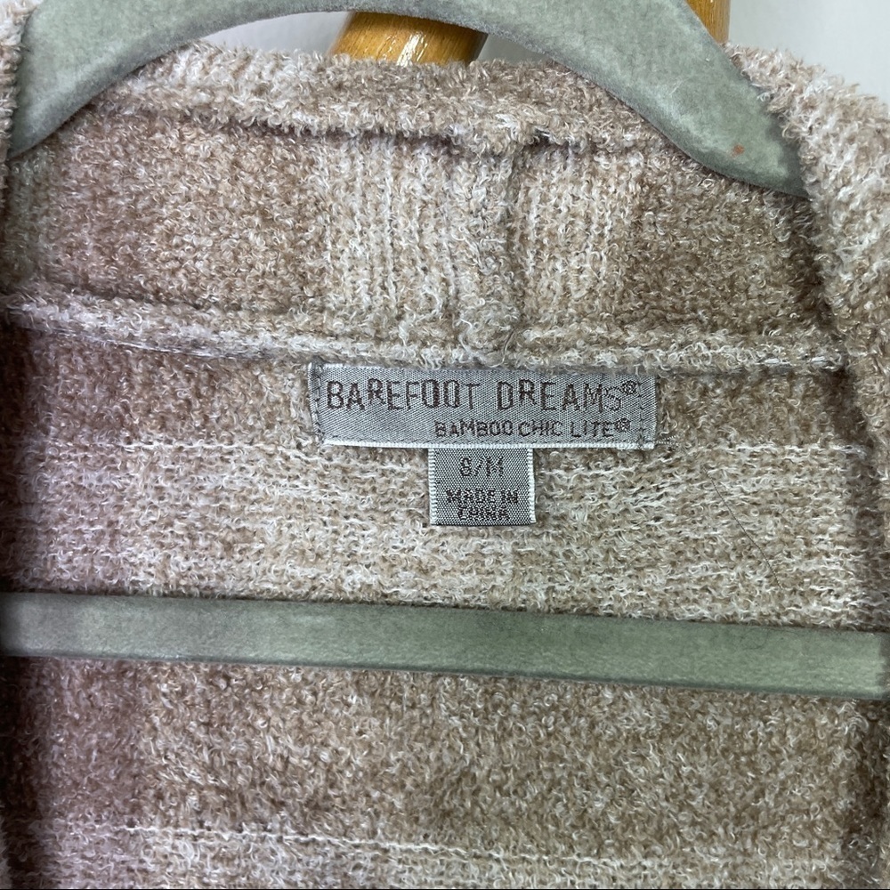 Barefoot Dreams Bamboo Chic Lite Taupe Striped Cardigan sz S/M - Picture 4 of 8